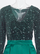Lush Black Sequin Patchwork Maxi Prom Dress